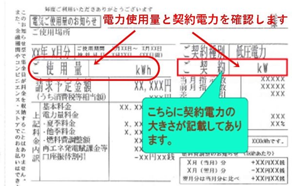 低圧電力の請求書(検針票)サンプル